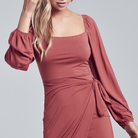 LONG SLEEVE WRAPPED MINI DRESS - Picture 3 of 6